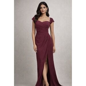 charmeuse cowl bridesmaid dress with swag sleeves Charmeuse Cowl Off-the-Shoulder Bridesmaid Dress